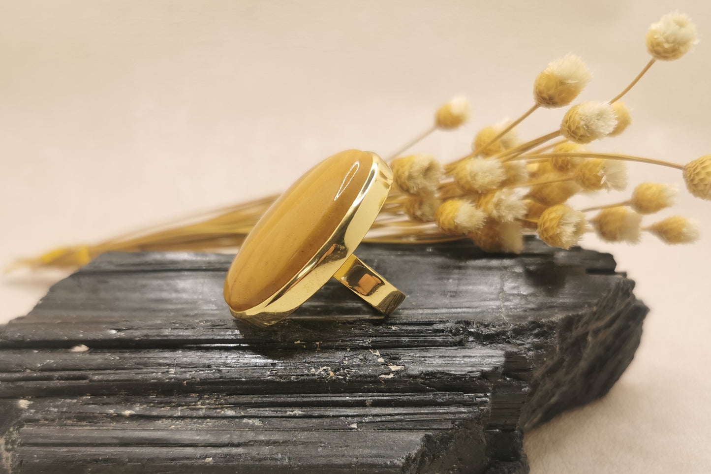 Bague Jaspe jaune "Solaire"