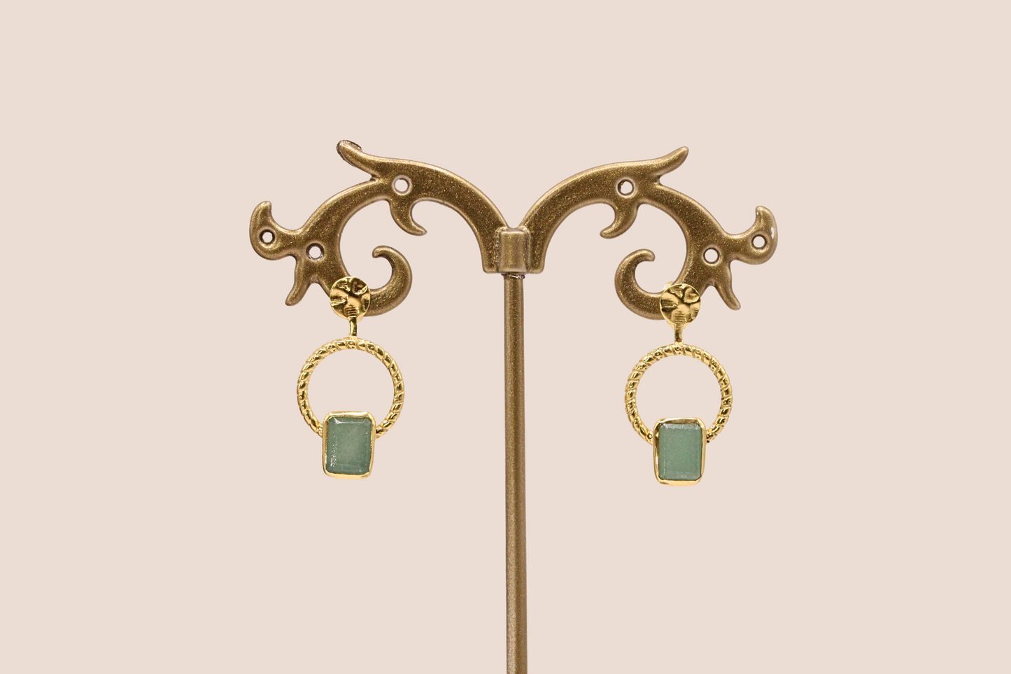 Boucles d'oreilles Cercle et pierre naturelle