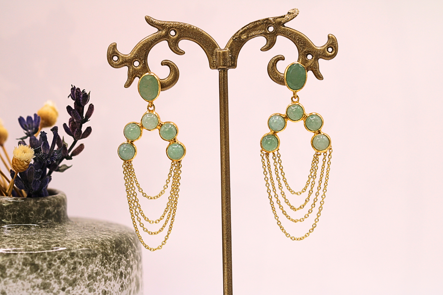 Boucles d’oreilles en acier inoxydable – Élégance et pierres naturelles