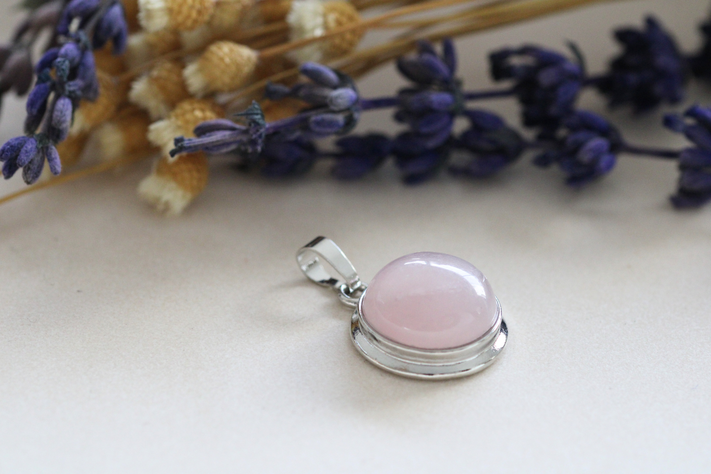 Pendentif Argenté avec Pierres Naturelles - Choississez votre pierre