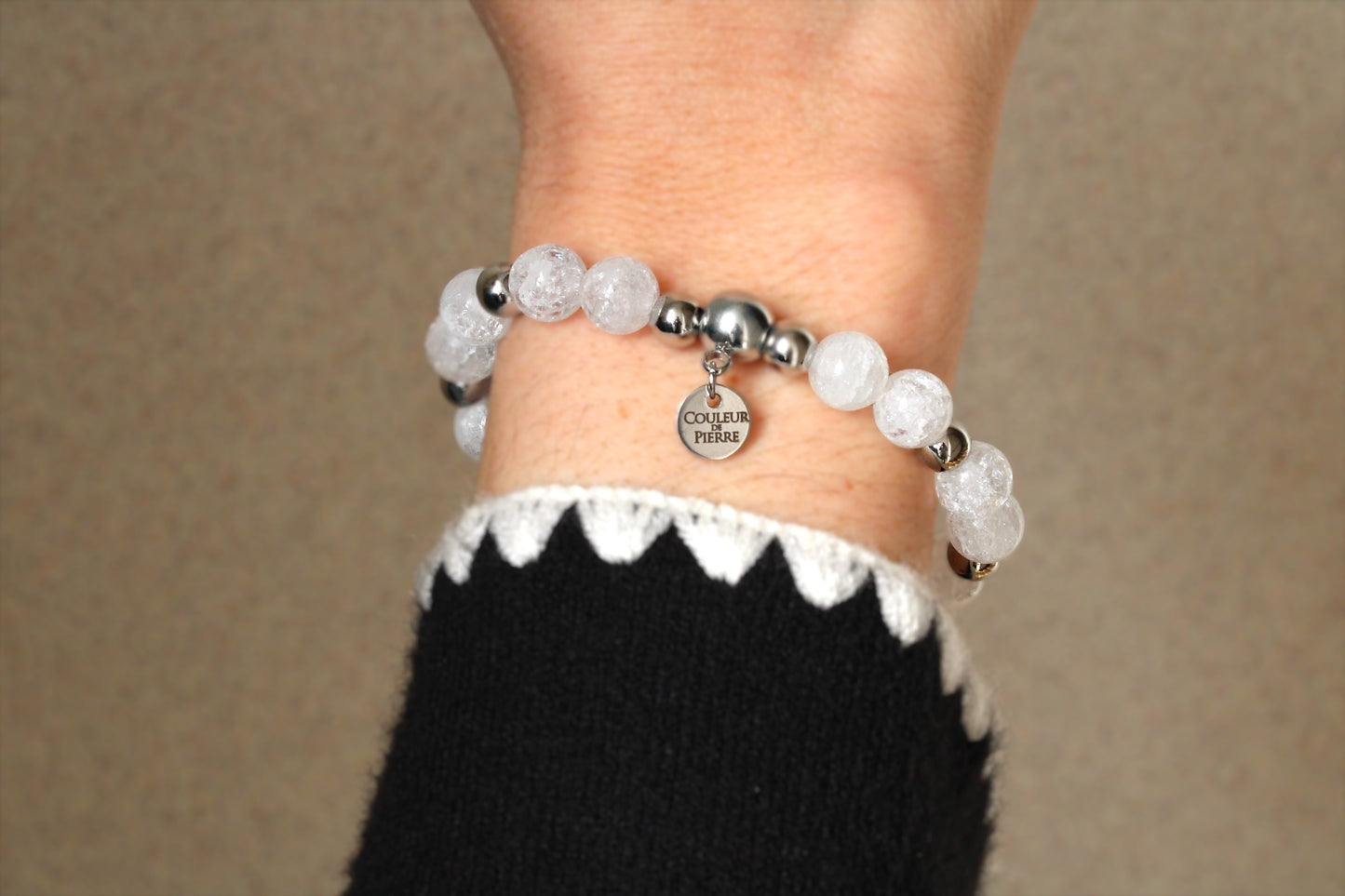 Bracelet Cristal de Roche Craquelé Argent