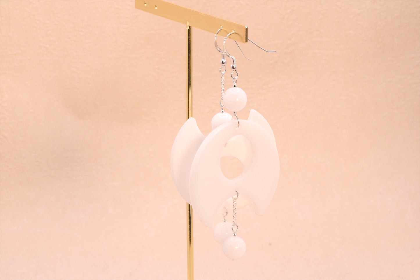 Boucles d'oreilles lunaire en jade blanc
