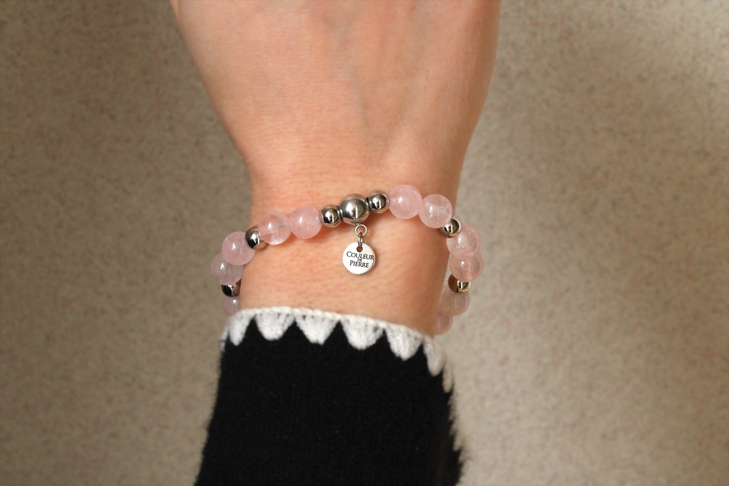 Bracelet Quartz Rose Argent