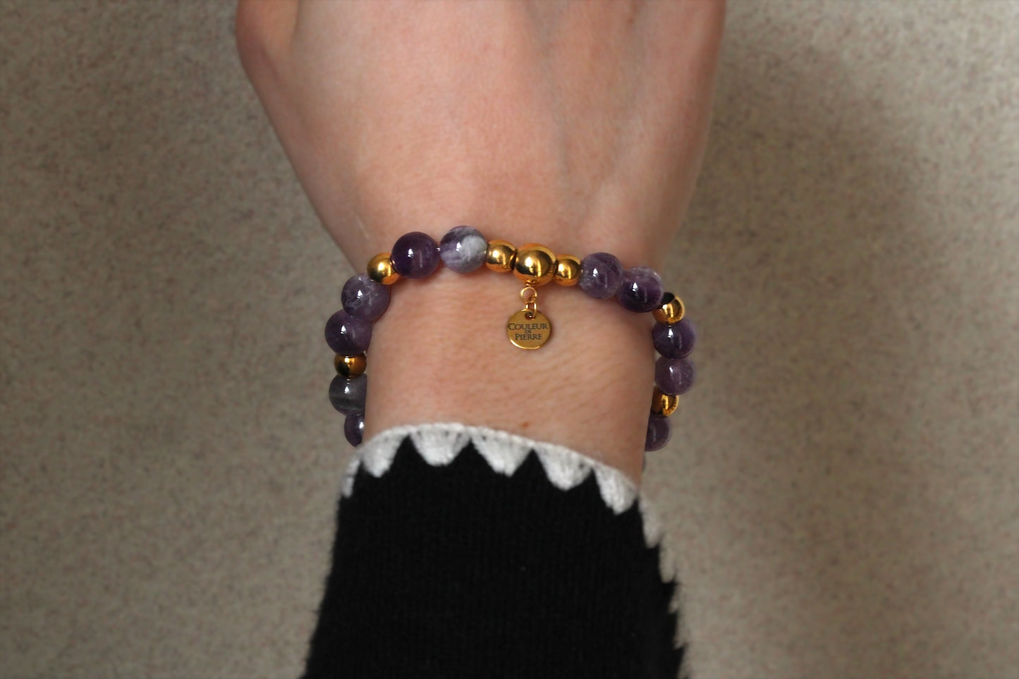 Bracelet Améthyste Doré