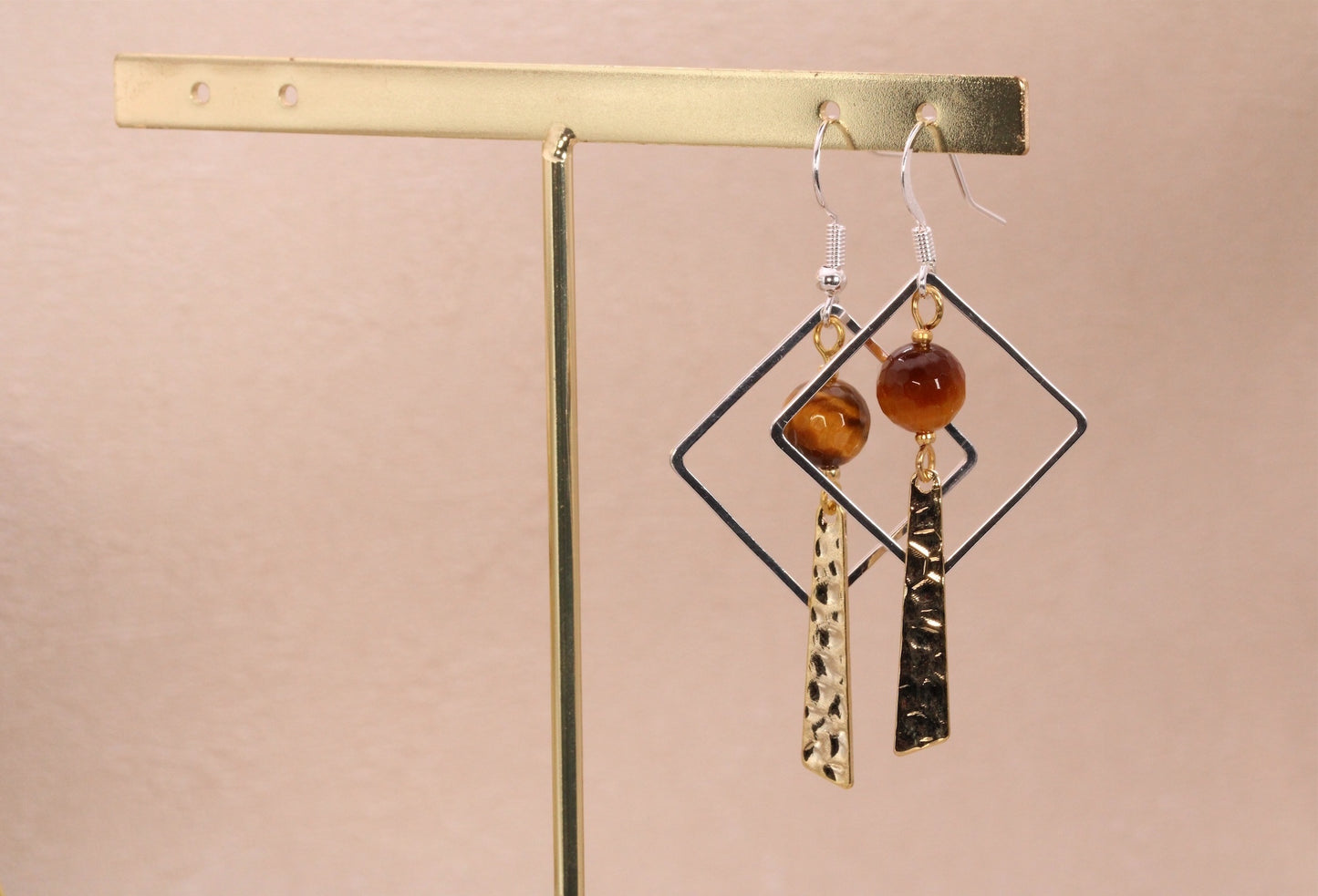 Boucles d'oreilles vitalité oeil de tigre