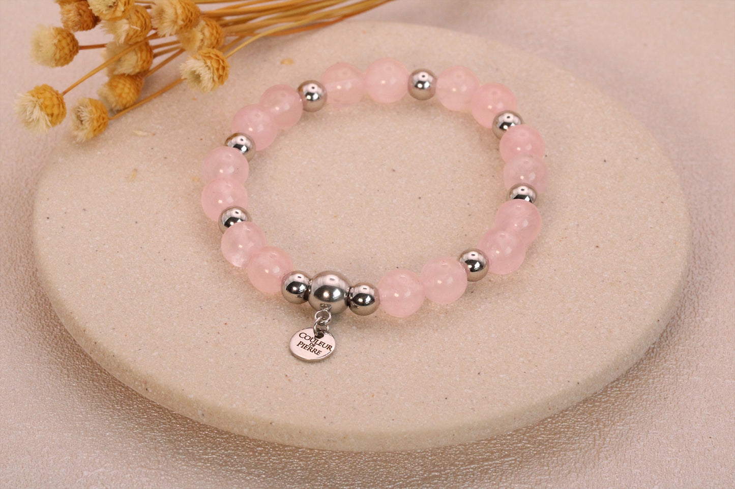 Bracelet Quartz Rose Argent