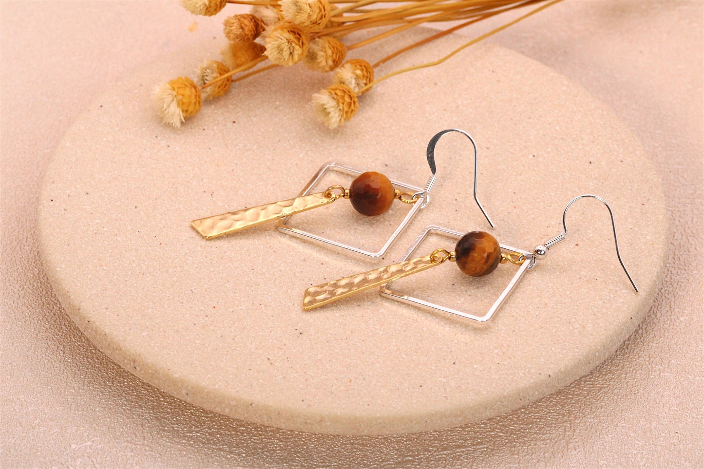 Boucles d'oreilles vitalité oeil de tigre