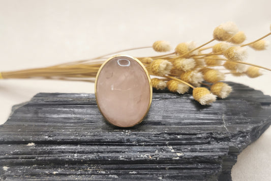 Bague Quartz rose "Pépite rose"