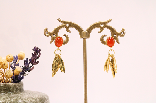 Boucles d’oreilles en acier inoxydable avec labradorite, cornaline ou aventurine verte – Élégance et énergie naturelle