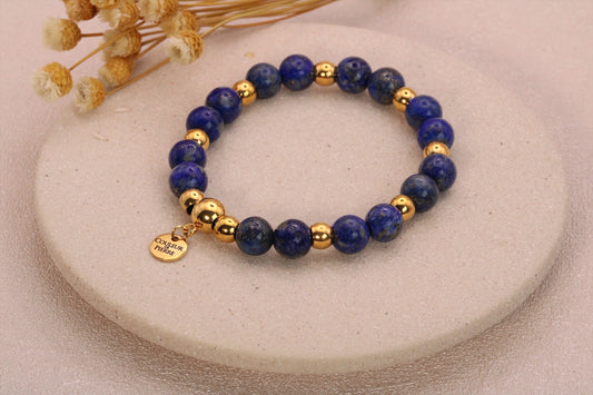 Bracelet Lapis Lazuli Doré